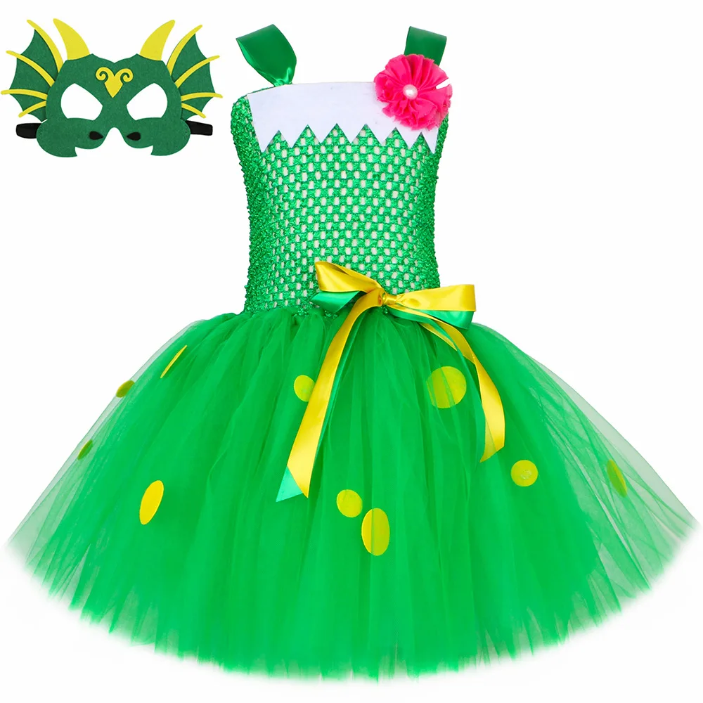 Милое зеленое Пышное Платье динозавра корона волшебная палочка сумка перчатка