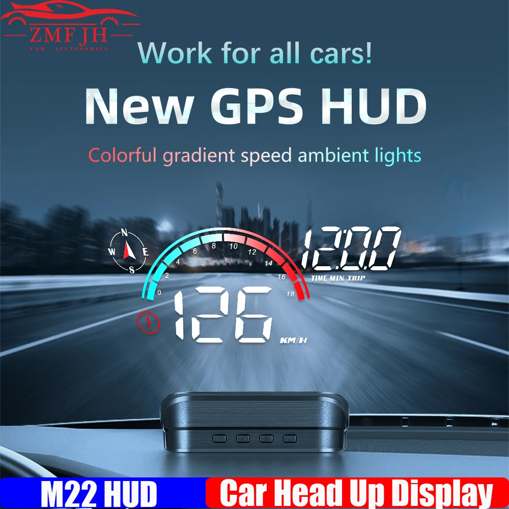 

Автомобильный спидометр M22 GPS HUD бортовой компьютер умный автомобильный проектор на лобовое стекло дисплей на лобовое стекло гаджеты показ времени Компас для всех автомобилей