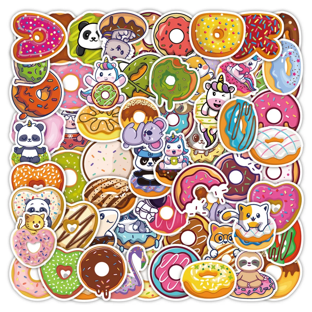 

10/30/50PCS New INS Donut Stickers Cartoon Creative Animation Kids Computer Desk Luggage Chair Decoration Waterproof Wholesale