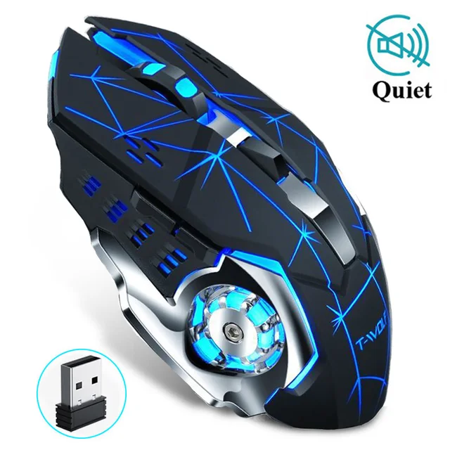 Wireless Gaming Mouse 2400 DPI Rechargeable Adjustable 7 Color Backlight Breathing Gamer Mouse Game Mice for PC Laptop 1
