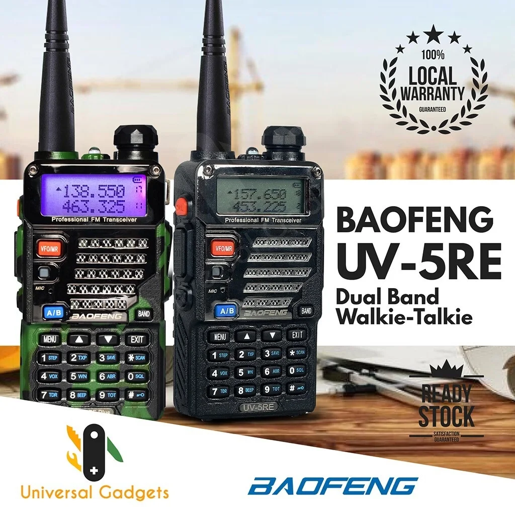 BaoFeng walkie talkie UV-5RE 1pcs/lot two way radio  128CH 5W VHF UHF 136-174Mhz & 400-520Mhz Add Hand microphone