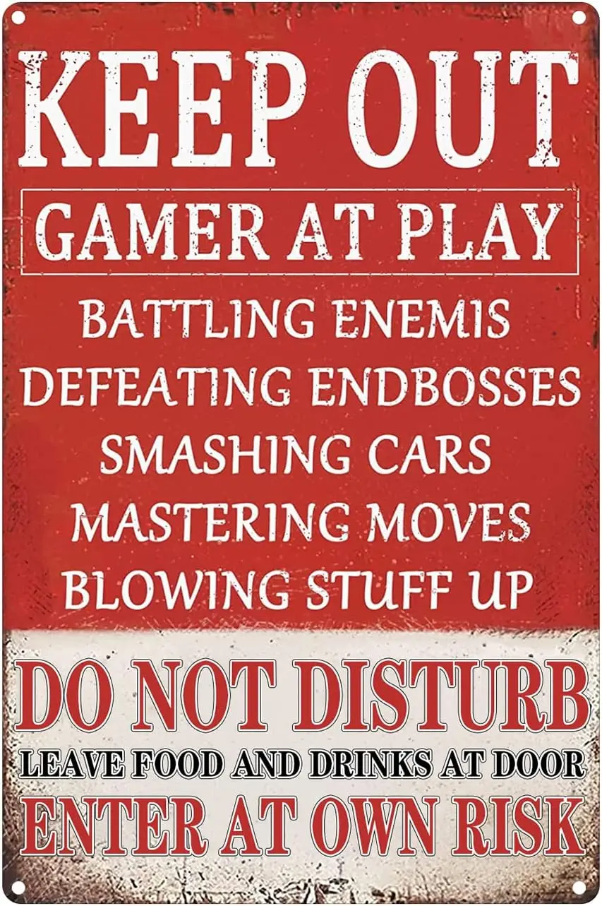 Знак игровой комнаты Keep Out Gamer At Play Do Not Disturb Enter Own Риск Оловянные знаки Настенный