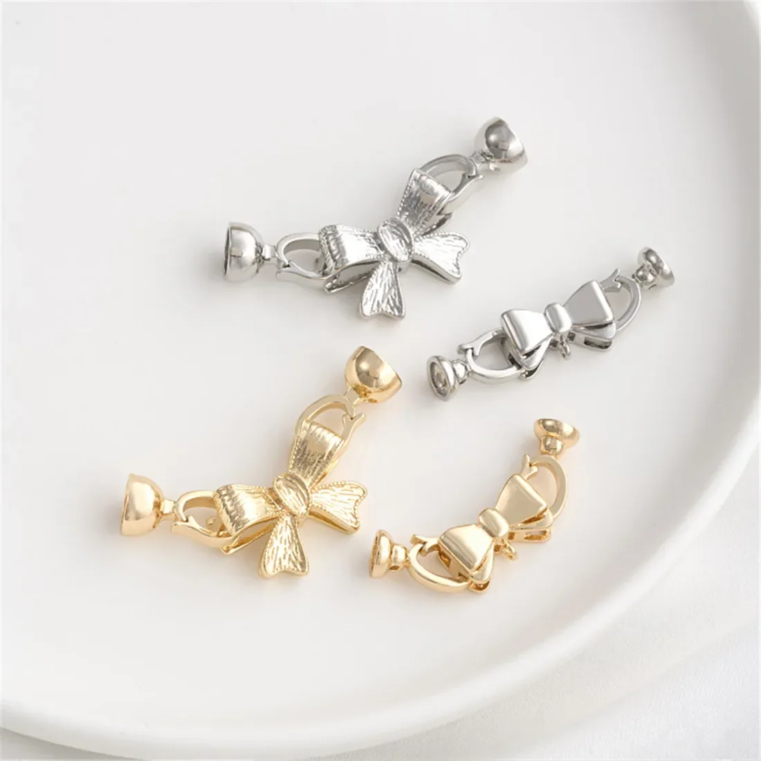 Бант из 14-каратного золота жемчужная пряжка галстук-бабочка двойная кнопка