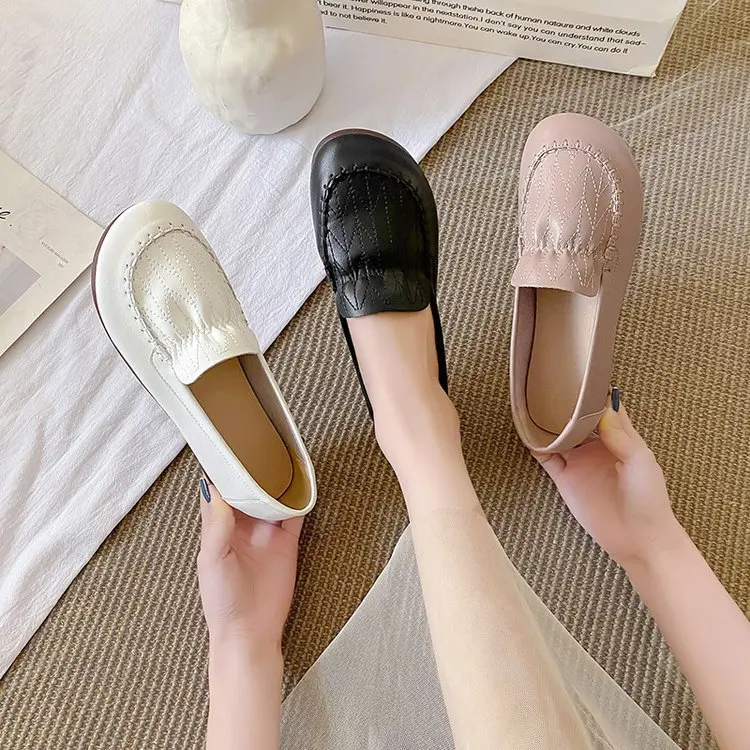 

Мокасины с круглым носком, мода 2022, женские лоферы с мехом, мягкая женская обувь, повседневная женская обувь, новинка G