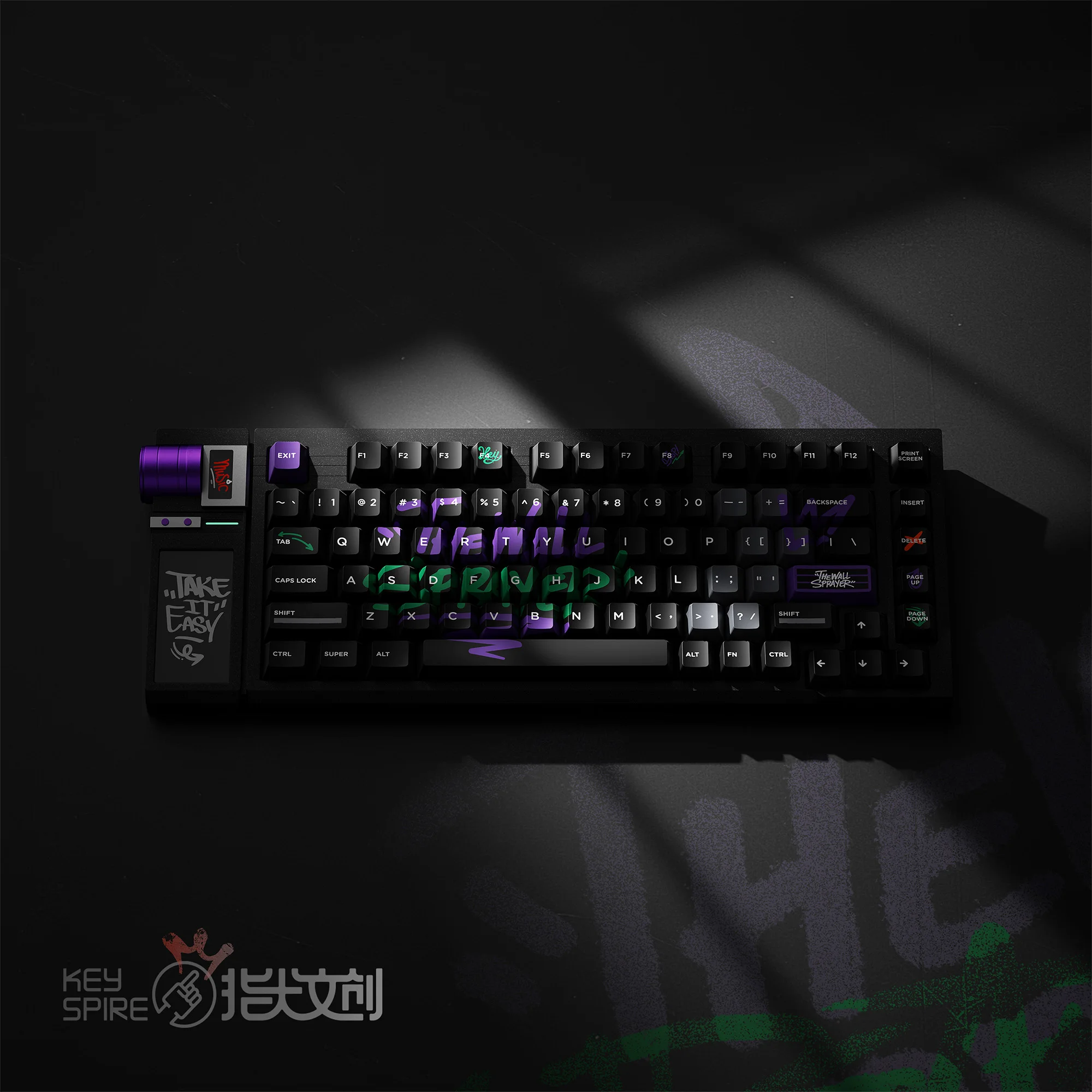 Фото Набор клавиш KeyTok Block X Dye Subbed PBT для клавиатур 87 TKL, 104 ANSI, EV63, Wooting 60 V2, EV63, матовый, с эффектом мягкого прикосновения, граффити-дизайн №1