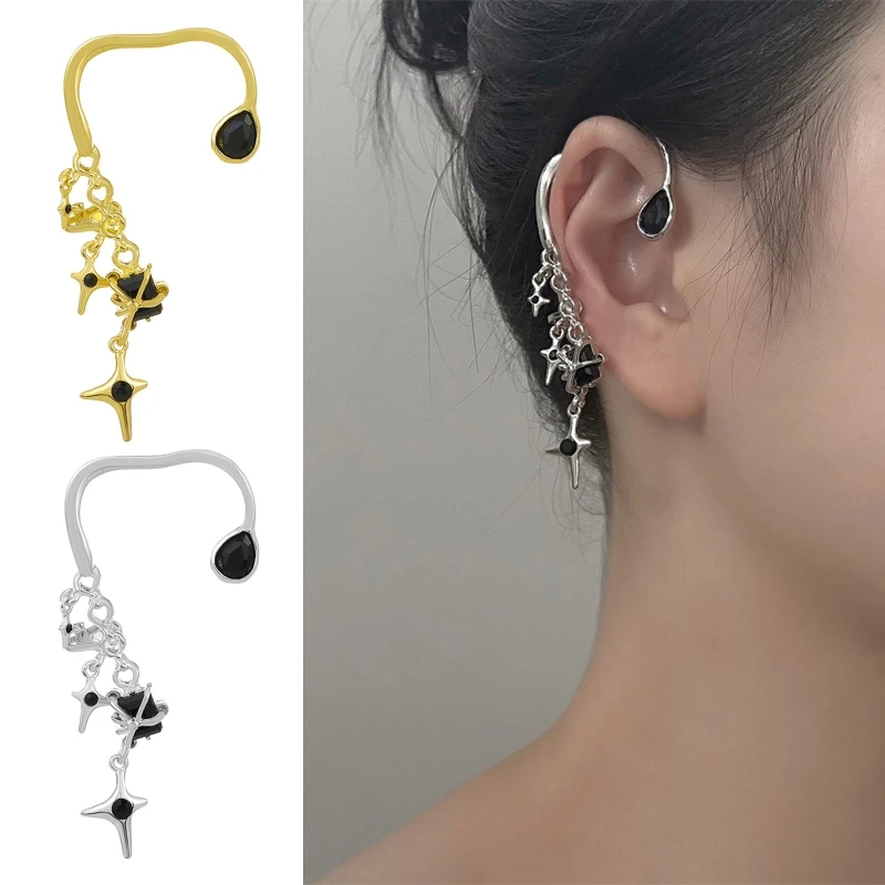 

Sparkling Ear Cuff Earrings Climber Wrap Earrings Four-pointed Star No Piercing Ear Clip Ear Jewelry Gift for Women Girl