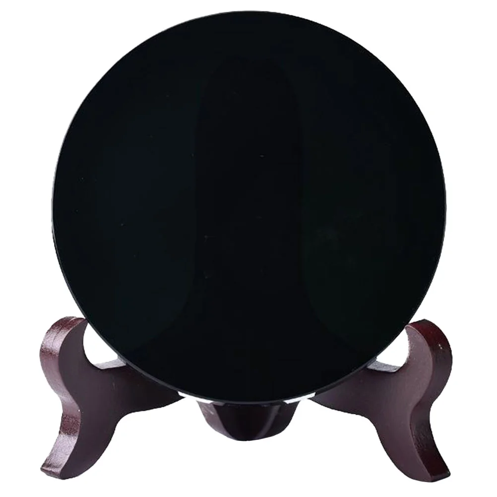 

Obsidian Scrying Mirror Circle Black Mirrors Stone Plates House Decorations Home Stand Shelf Items Decorative Round Aesthetic