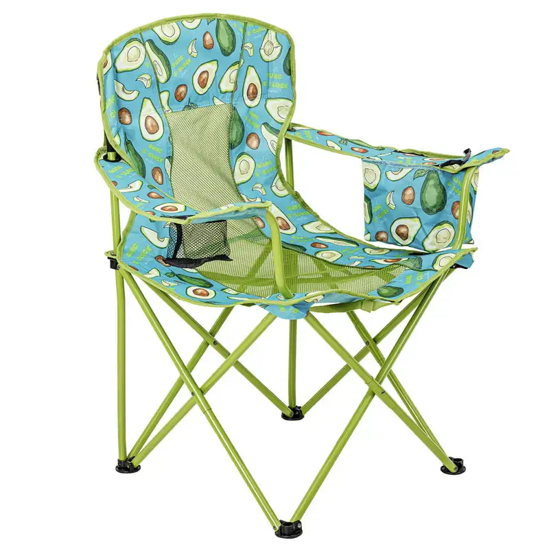 

Mesh Camp Chair with Cooler, Avocado Design, Green with Blue, Adult