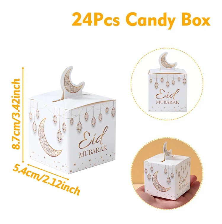 

24 Шт., Коробки Для Конфет EID Мубарак, Украшения Для Рамадана, Исламские Мусульманские Вечерние Подарки