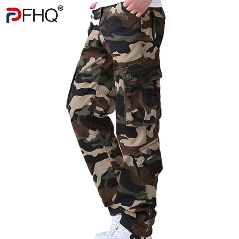 

PFHQ Autumn Stylish Camo Men's Military Multi Pockets Tactical Cargo Pants Hip Hop Overalls Camouflage Streetwear Clothes21Q1508