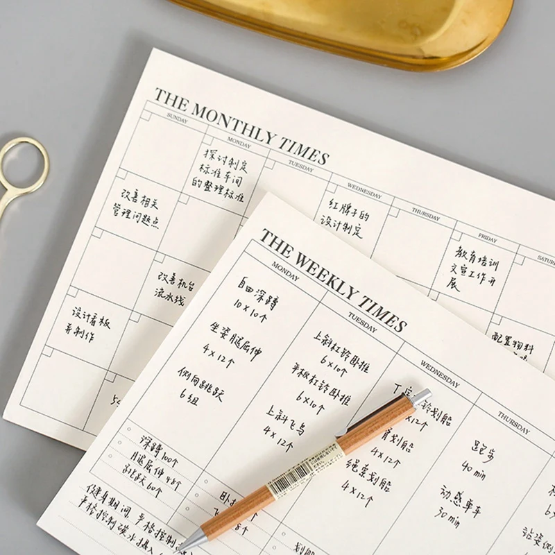 

Agenda Journal Organizer Business Schedule Monthly Daily Planner Pad Weekly Supplies Memo Notebook Stationary Tearable Office