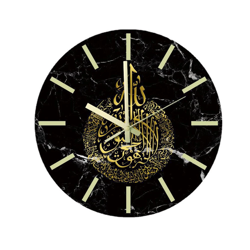 1x настенные часы с мусульманским узором Happy Eid круглые акриловые бесшумные без
