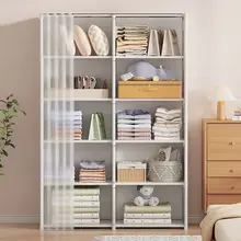 방진 옷장 간단한 조립 DIY 보관 옷장, 침실 오픈 보관 캐비닛, 가정용 접이식 다층 옷장