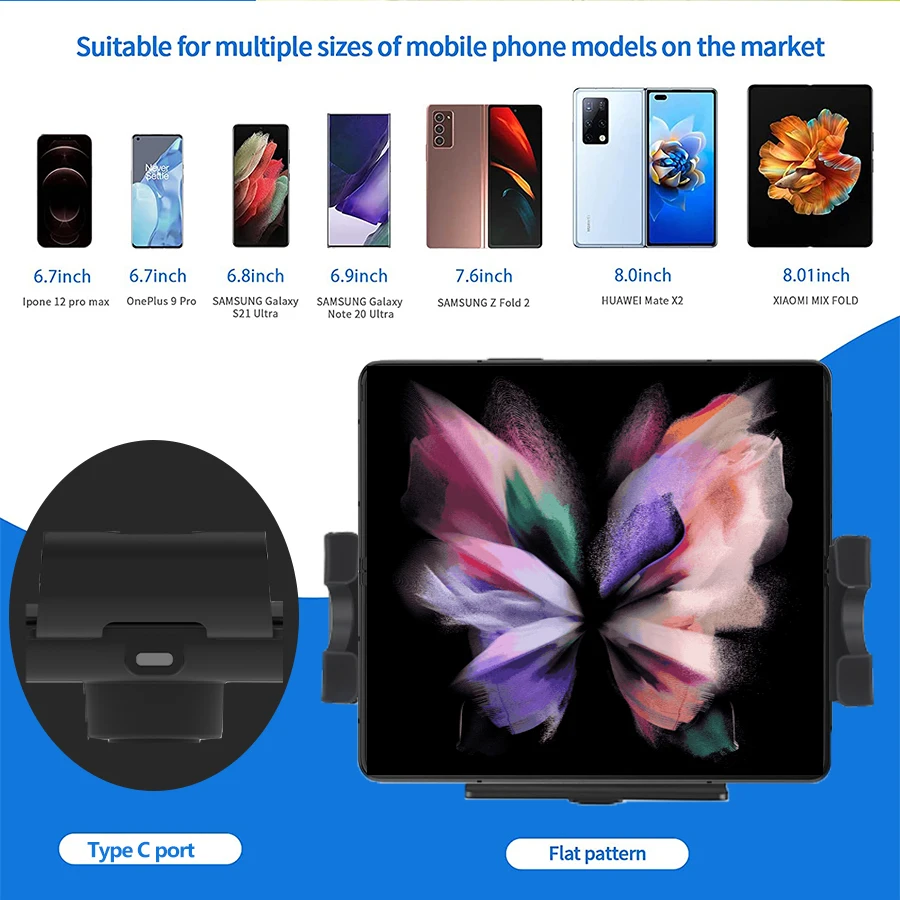 fast qi wireless car charger 20w for samsung galaxy fold z 2 3 flip iphone 12 pro max foldable screen ventilation suction mount free global shipping