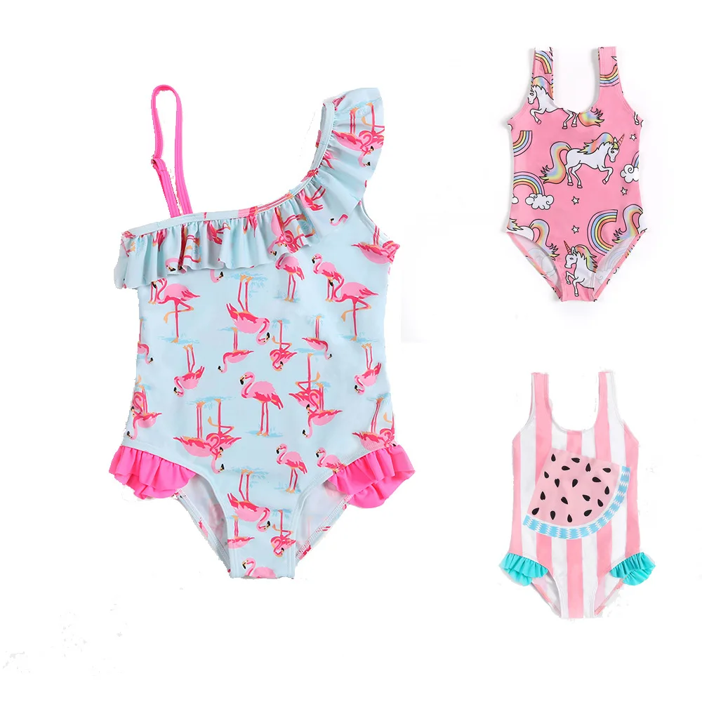 

2023 Summer 3-7 years Girls Swimsuit One Piece Swimsuit Flower Animal Printing Swimwear For Children Summer Bikini Bathing Suit