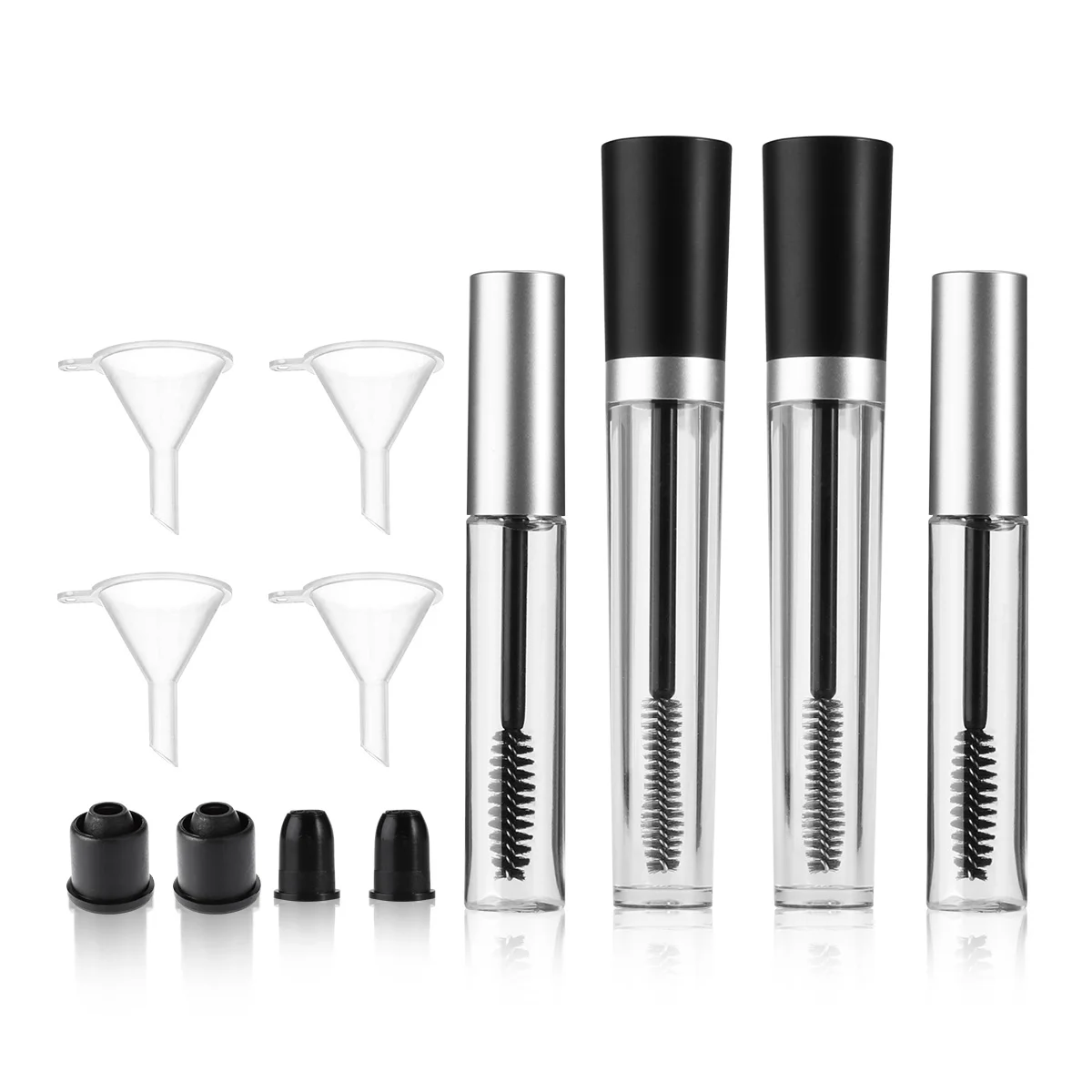 

Portable 2pcs 7.5ml Empty Mascara & 2pcs 10ml Black Empty Mascara & 4pcs Funnels for Makeup Supplies