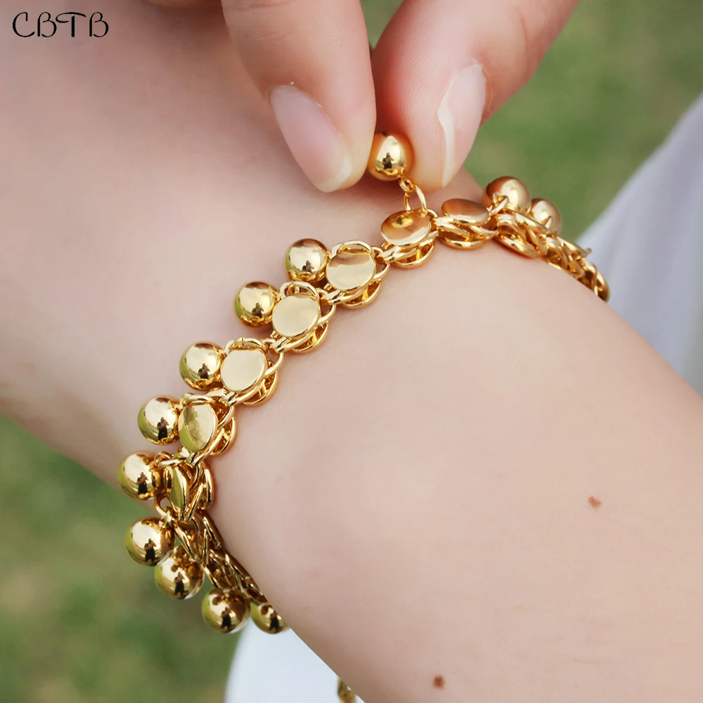 

New Vintage 18K Gold Chain Bracelet for Women Fashion Multilayer Tassel Bead Bracelets Islam Allah Muslim Accessories Wholesale