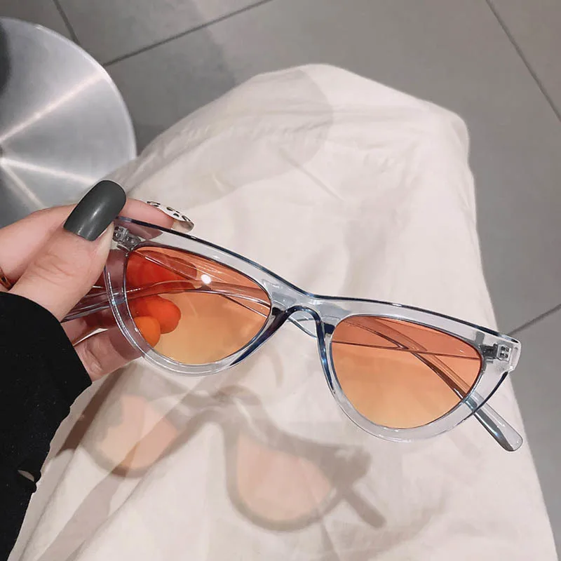

Blue Orange Jelly Frame Sunglasses Small Triangular Cat Eye Women Sun Glasses Retro Sexy Shades Glasses UV400