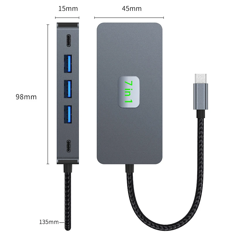 USB C-концентратор, 4K, переключатель управления, 3 монитора, преобразователь синхронного дисплея, 4 порта, USB-диск типа C, адаптер расширения PD 100 Вт, зарядная док-станция (art.: 3920d45f3847f) - 3920d45f3847f