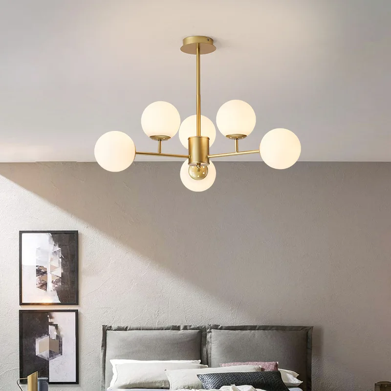 

Dining Kitchen Ball Lamp For Hall Loft Home art deco chandelier Nordic retro chandelier LED Modern lustre salon Living Room