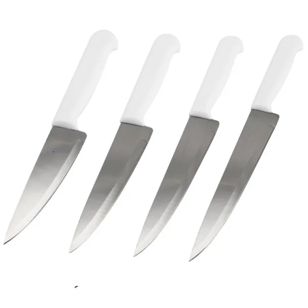 

Kit 4 Facas Profissionais Aço Inox Cozinha Churrasco Cabo Branco
