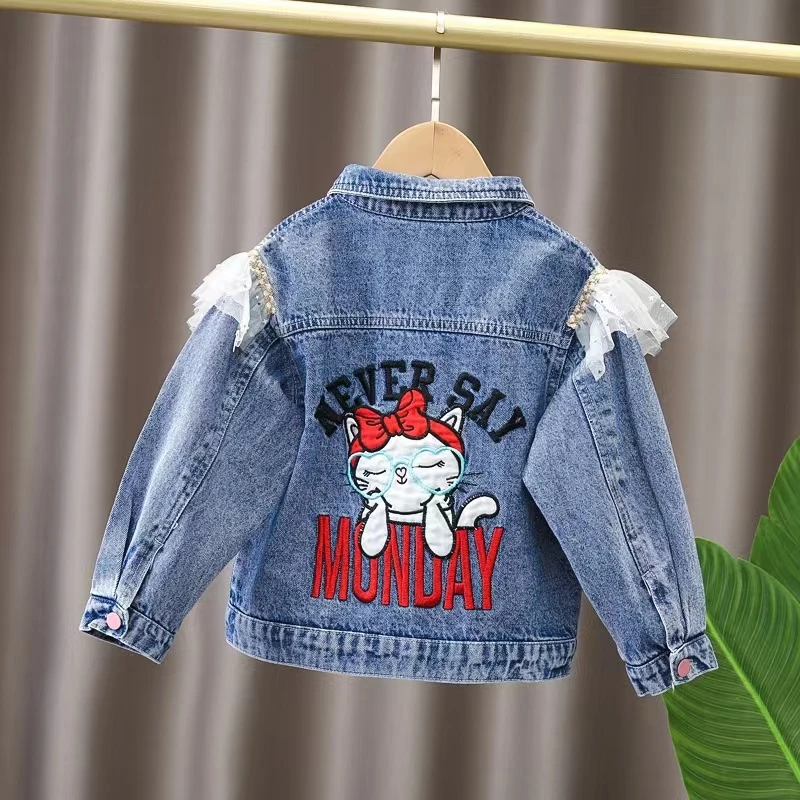 

Spring/Autumn Girls' Denim Jacket Coat New Korean Children's Clothing Flower Clothes Infant Girls Baby Tops Fashion