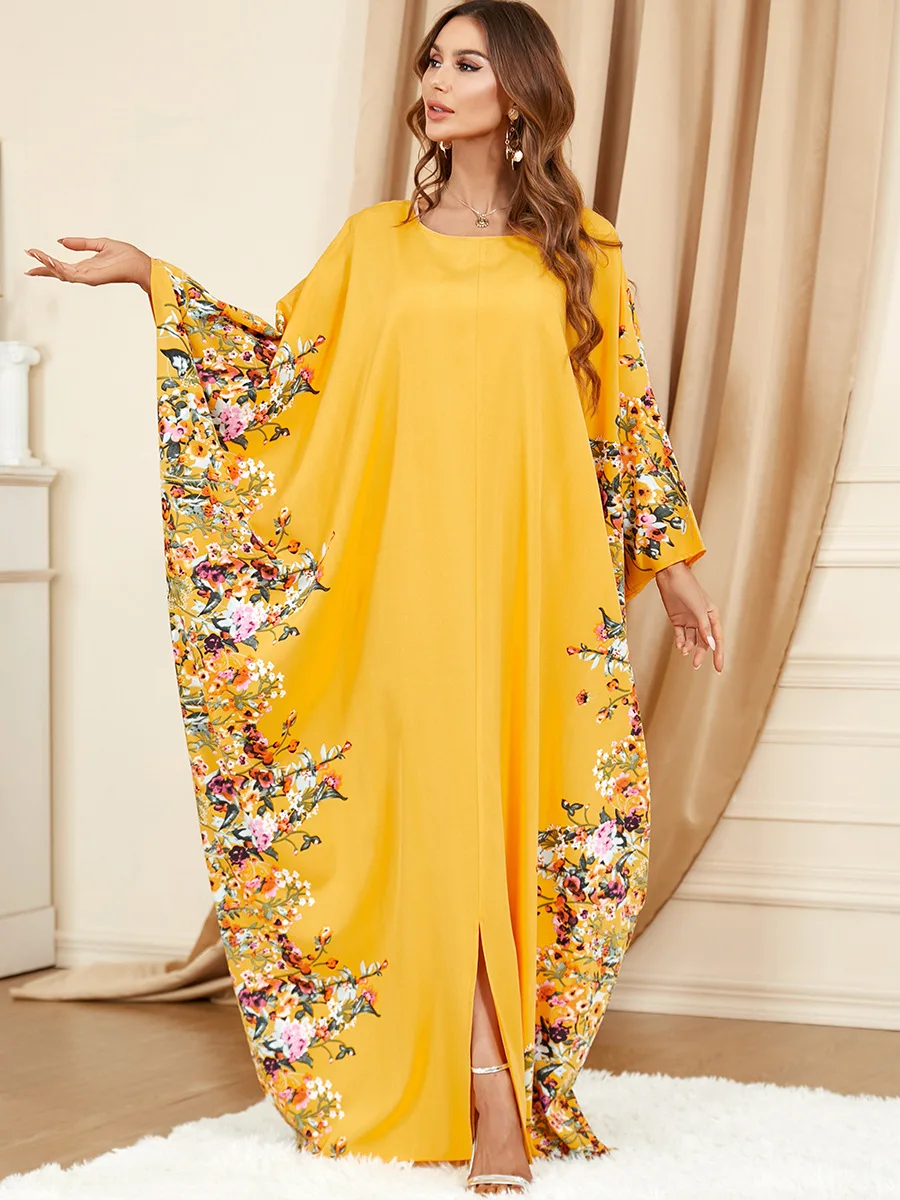 

Eid Muslim Women Abaya Loose Dress Prayer Morocco Party Maxi Long Dresses Elegant Batwing Sleeve Robe Ramadan Musulman Vestidos