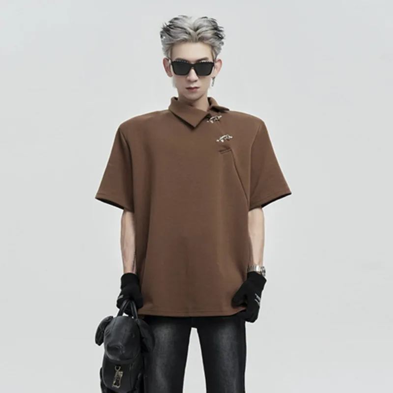 

Мужская футболка с воротником-стойкой и коротким рукавом