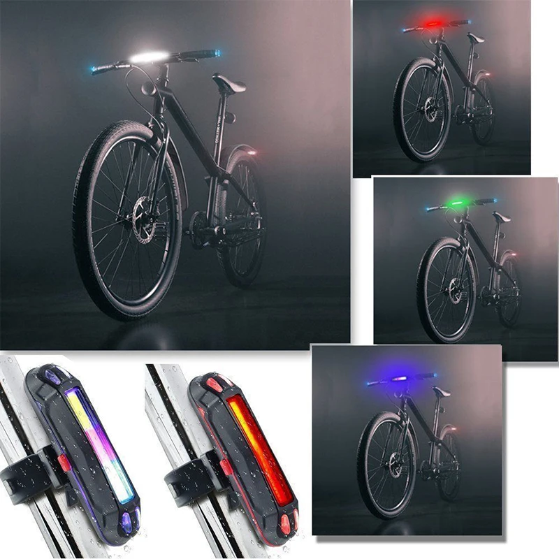 

Bicycle Tail Lights USB Rechargeable 6 Modes Mountain Bike Highly Bright Flashlight Rear Lamp Cycling Safety Warning LED Lights