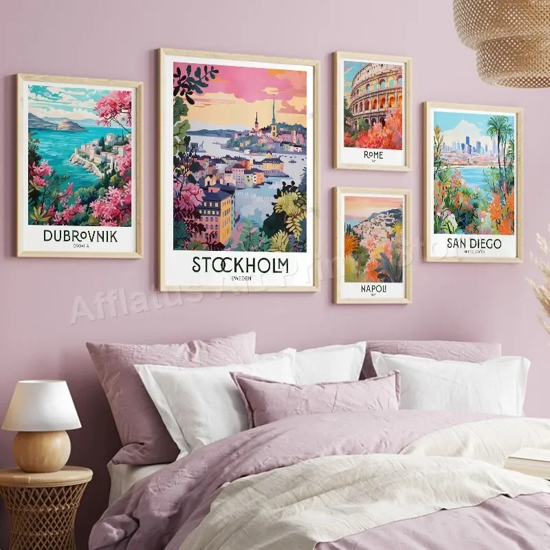 Италия Рим Милан Германия Берлин Нидерланды Амстердам путешествия ретро плакаты