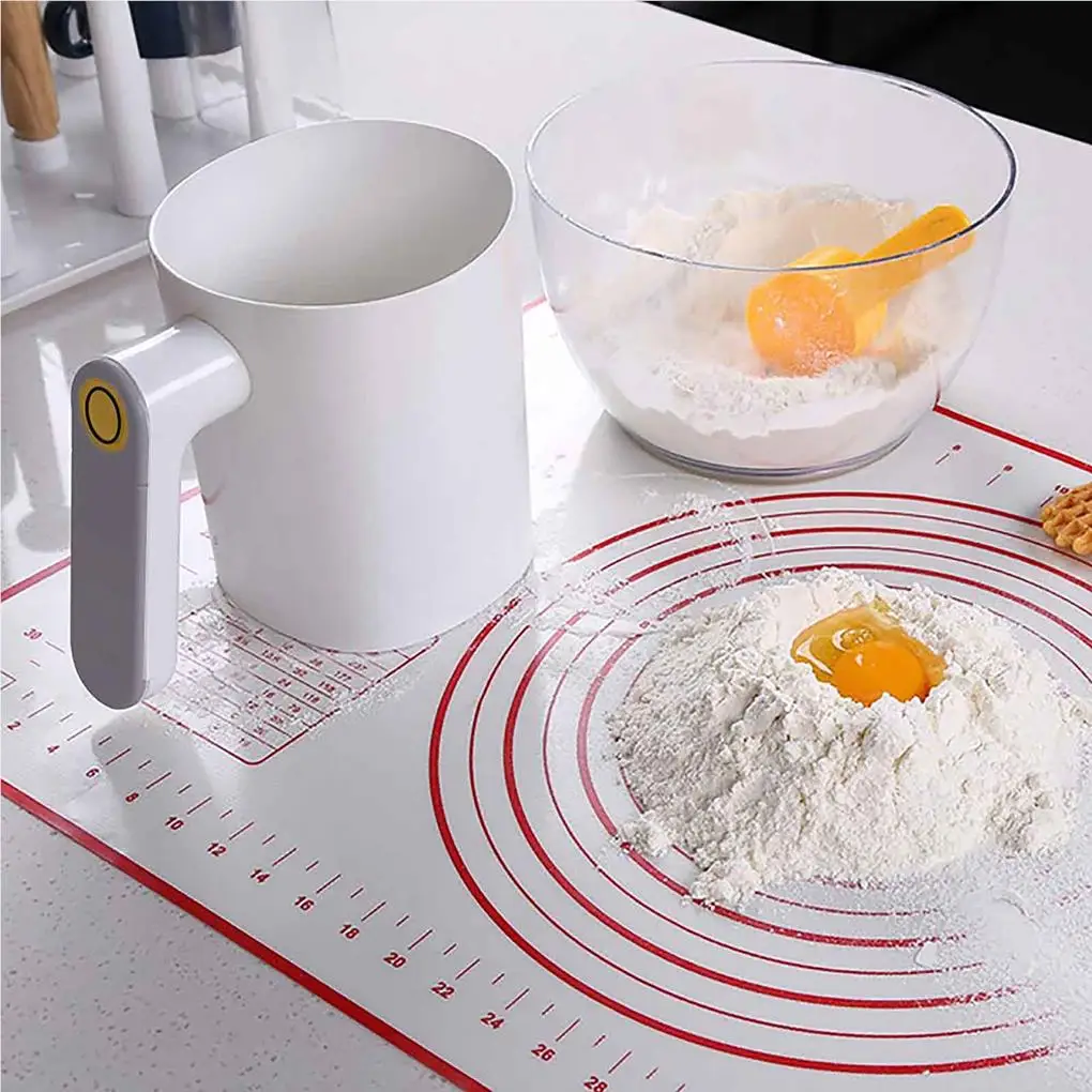 

Flour Electric Sieve Battery-Operated Handheld Icing Sugar Prop Baking Tool Cup-Shaped Large Capacity Mechanical Strainers
