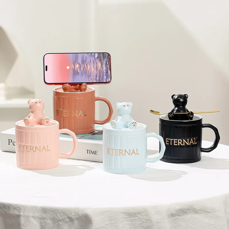 Керамическая кружка в виде симпатичного медведя простой и креативной формы