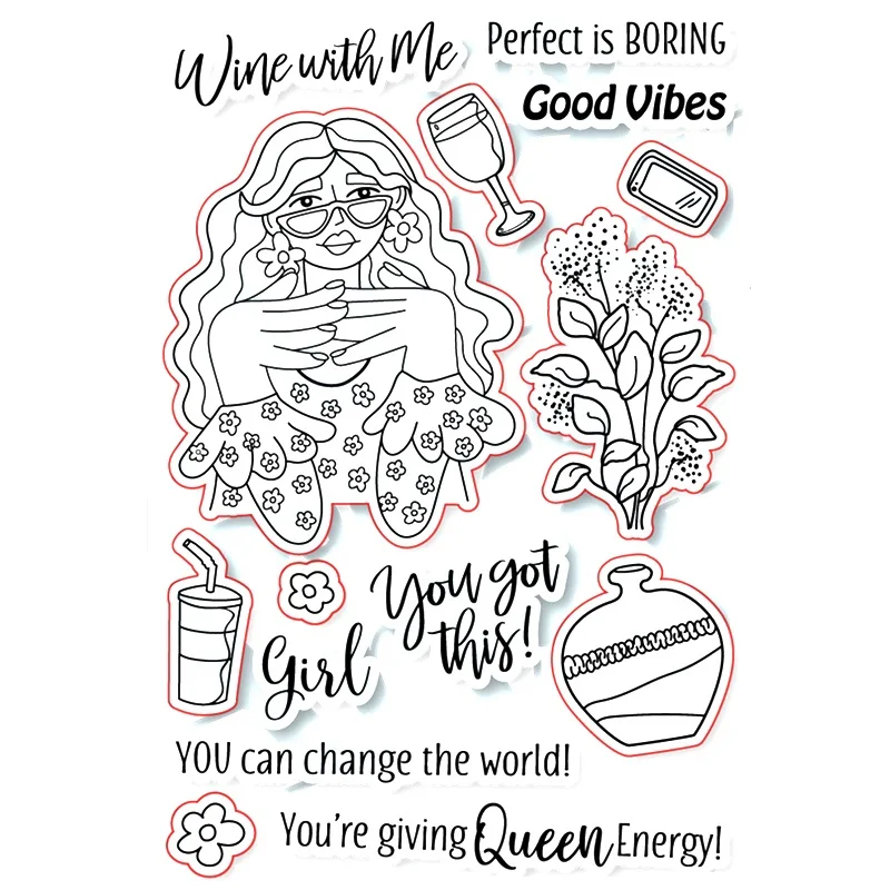 

2022 New Arrival GOOD VIBES Transparent Stamps Seal for DIY Scrapbooking Photo Album Decorative Clear Stamp