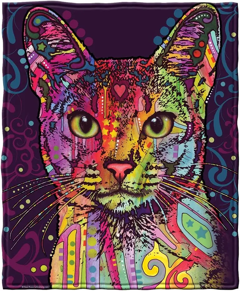 

Super Soft Full Queen Size Plush Fleece Blanket By Dean Russo 50x60 Inches Confident Cat Picnic Blanket