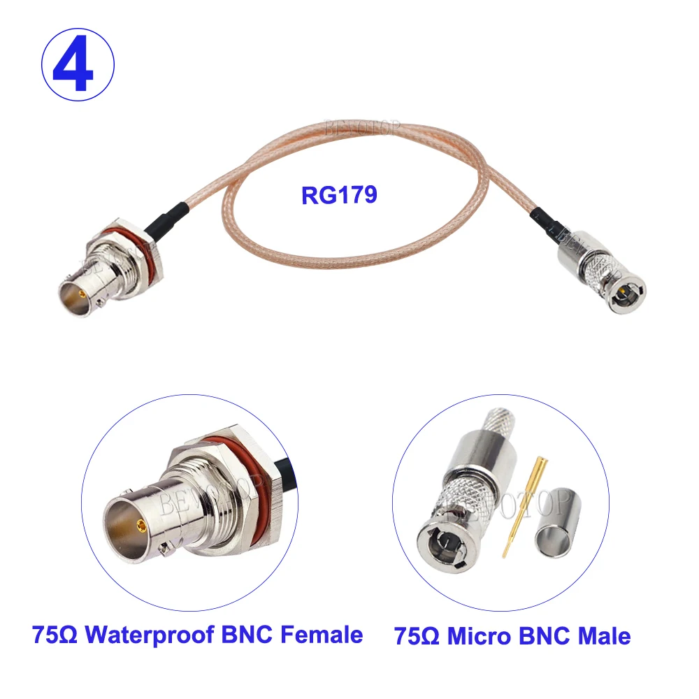 

1 шт. кабель RG179 75 Ом Micro BNC Male to BNC Male/BNC Female Connector RG-179 RF Pigtail HD Video Mini BNC to BNC Jumper Line
