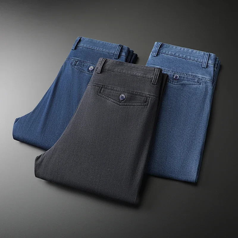 Брюки Lyocell мужские прямые с завышенной талией, деловые повседневные ...