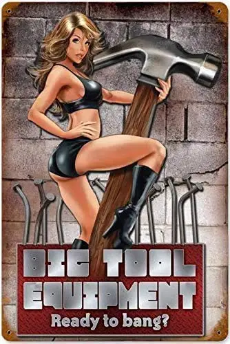

Металлические оловянные Ретро знаки Pin Up Girl Ready to Bang, забавное украшение для стен гаража, баров, ресторанов, кафе, пабов