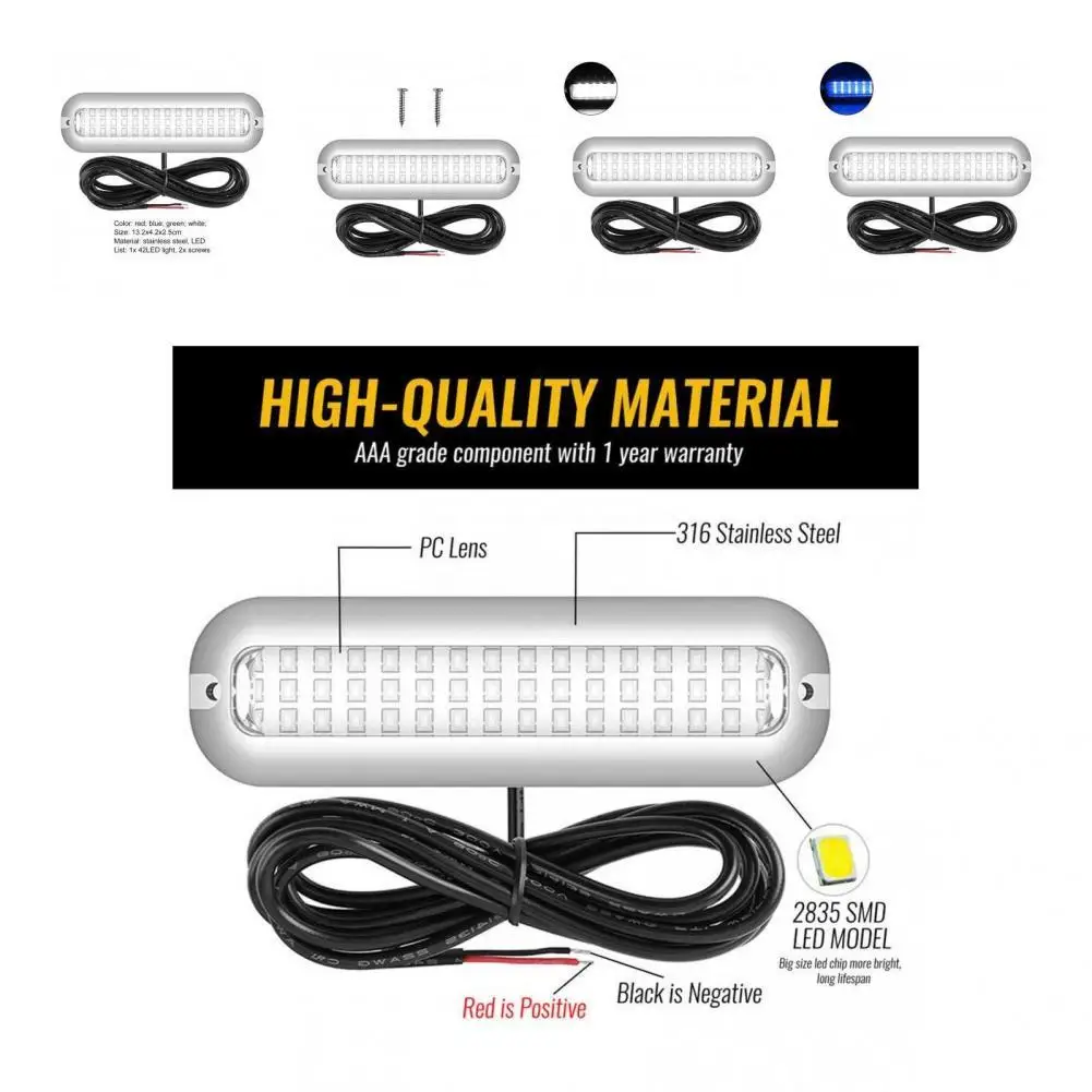 

Underwater Lamp 10-30V Stainless Steel IP67 Waterproof 42 LEDs Boat Transom Light Pontoon Light for Marine