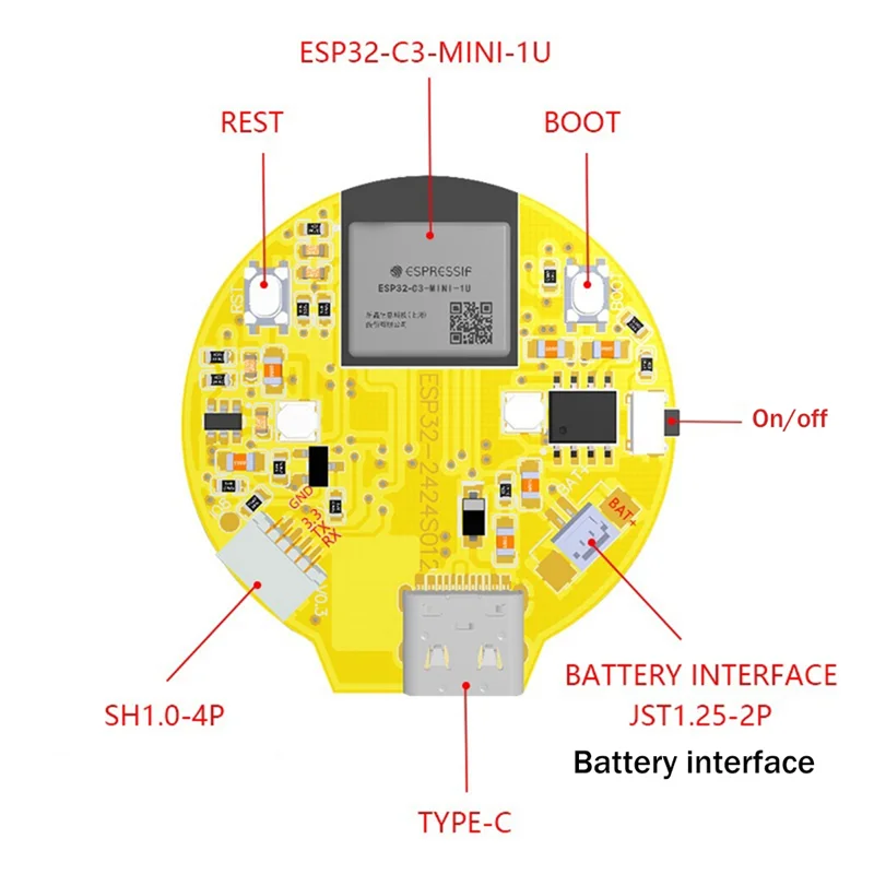 Плата разработки ESP32-C3 1 28-дюймовый круглый сенсорный ЖК-дисплей с модулем Wi-Fi