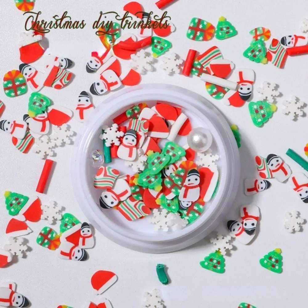 

Christmas Nail Art Accessories Polymer Clay Slices Slime Flake Cute Santa Claus Elk Snowflakes Xmas Nails Design Nail Beauty