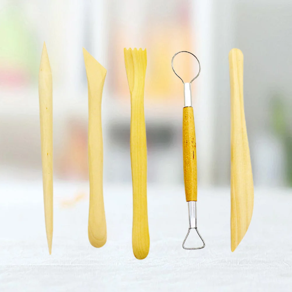 

Tools Tool Pottery Clay Sculpting Carving Polymer Modeling Set Ceramic Kit Starter Shaping Craft Wooden Sets Making Handle Cake