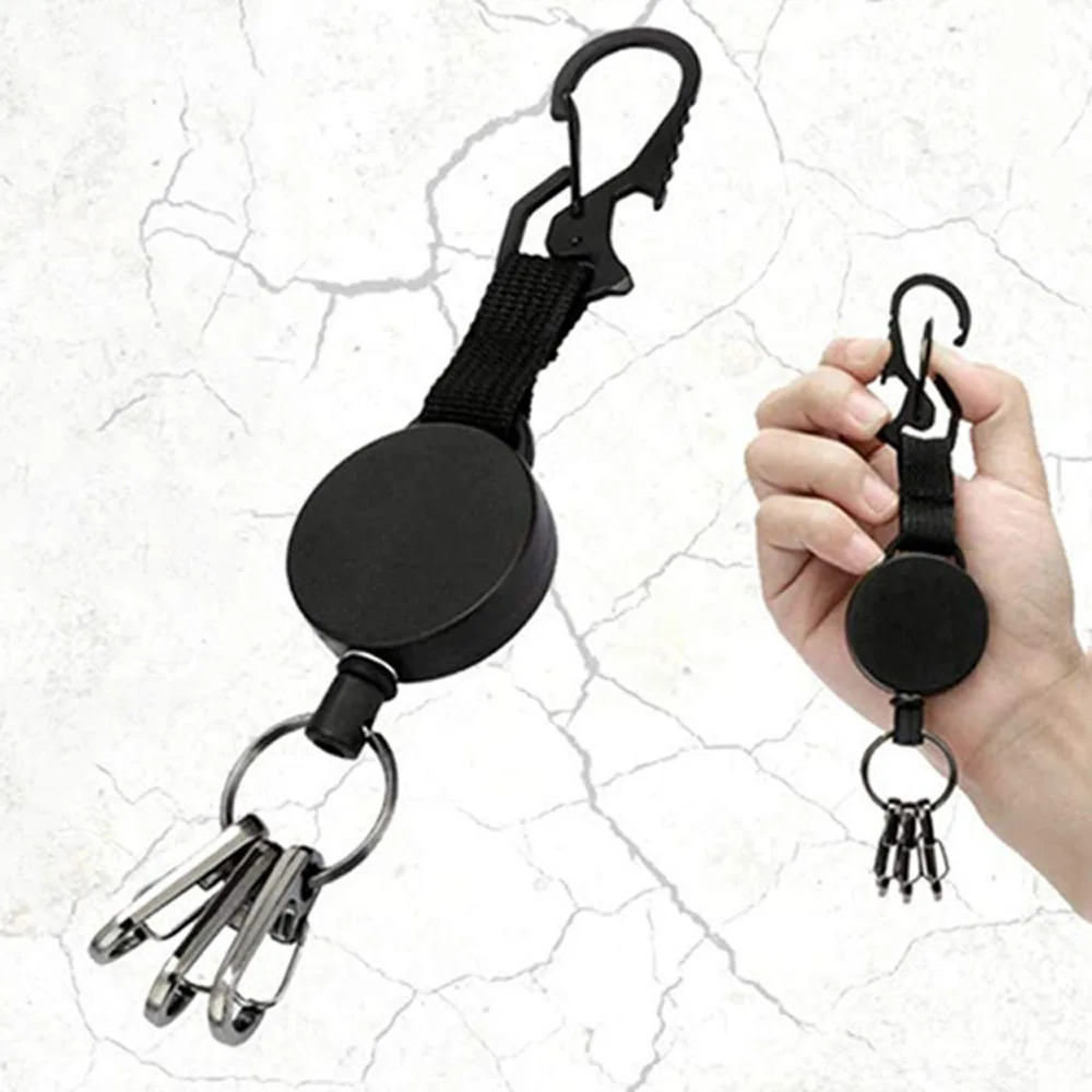 

Camping Wire Rope Pull Heavy Duty Retractable Keychain Tool Key Ring Clips Badge Holder Clip Badge Reel Clip Keychain