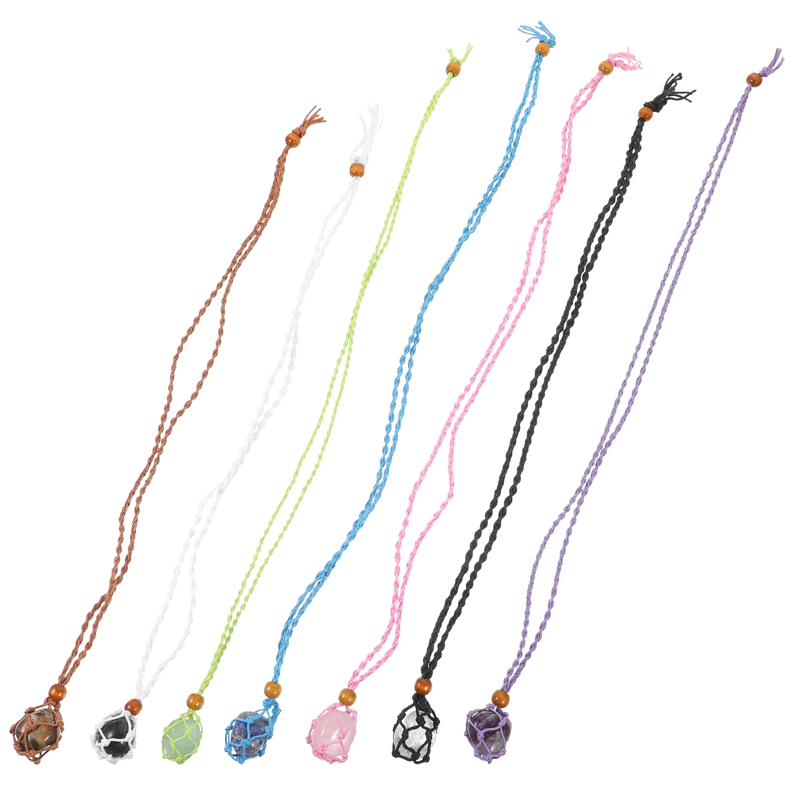 

7pcs Crystal Netting Hanging Pendant Crystal Necklace Crystal Holder Hanging Decoration