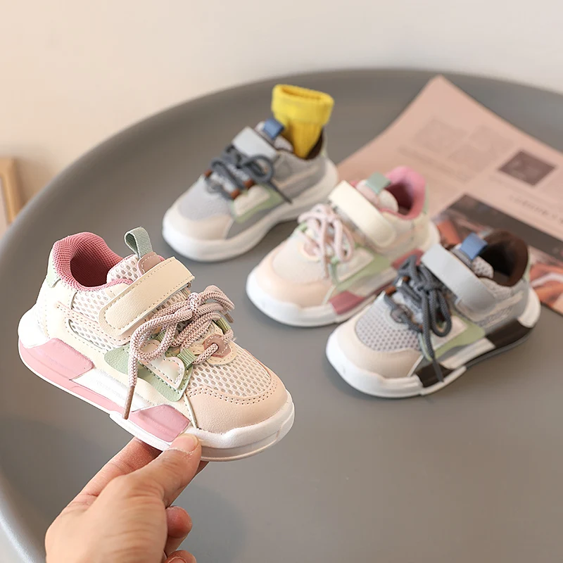 

Кроссовки Детские сетчатые, спортивная обувь для отдыха, резиновая подошва, цветные блоки, для начинающих ходить мальчиков, весна-лето