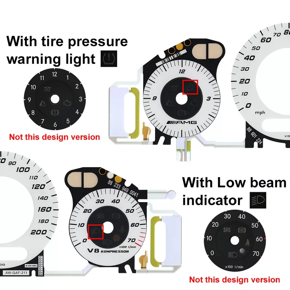 Лицевой датчик с панелью холодного света EL для Mercedes W211 W209 C219 200MPH AMG Белый