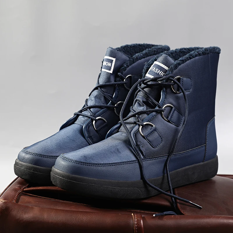 

Winter Mens Hiking Boots Couple Snow Boots Plus Velvet Warm Side Zipper Outdoor Casual Short Boots Resistance Men Cotton Shoes