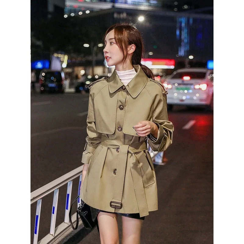 Женское двубортное пальто с отложным воротником модель J283 на весну 3XL | Женская