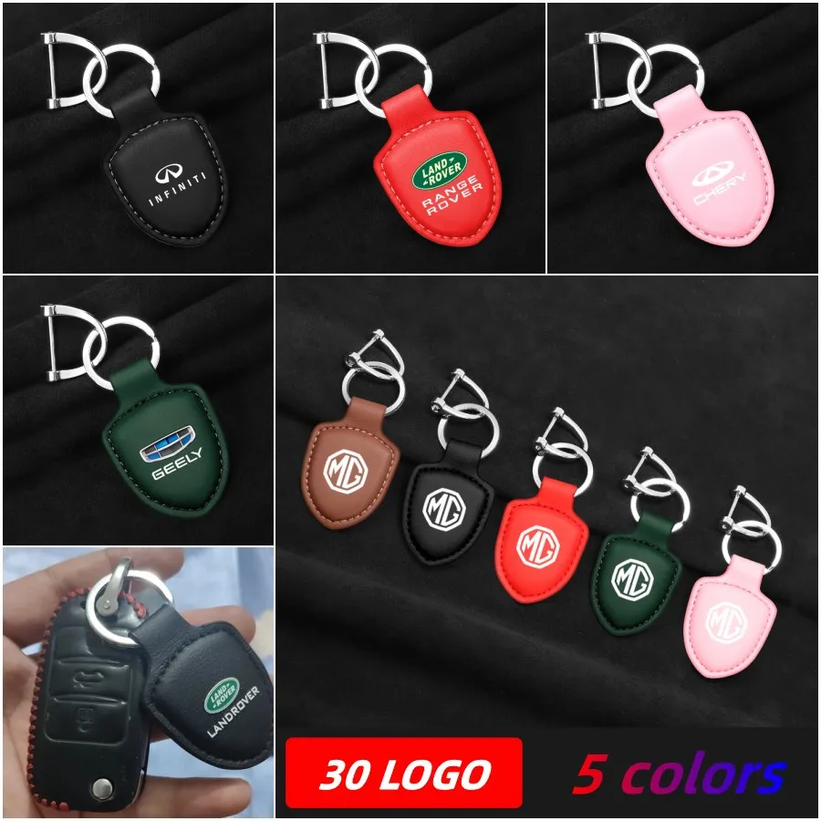 

Leather Car Personality Key Chain Car Logo Key Chain Fit For Ford Hyundai Mazda Nissan Toyota Peugeot Keychain All Car Model