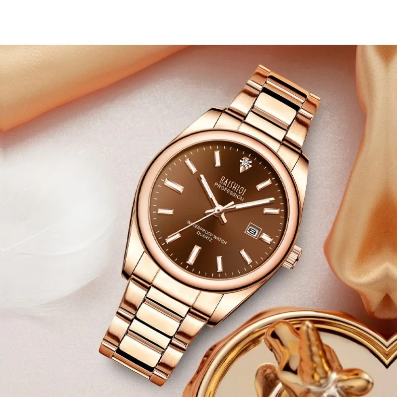 Fashion elegant BAISHIQI women's watches high quality casual waterproof wristwatch simple temperament luminous calendar watches