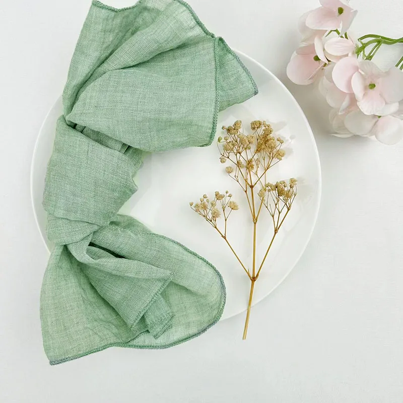 

24pcs Gauze Napkin Cloth Sage Green 45X45cm Soft Comfortable Washable Suitable For Wedding, Party Banquet, Restaurant Decoration